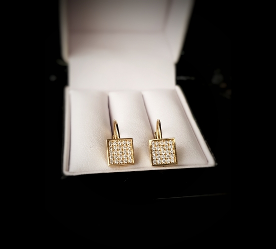 Detské zlaté náušnice štvorce so...