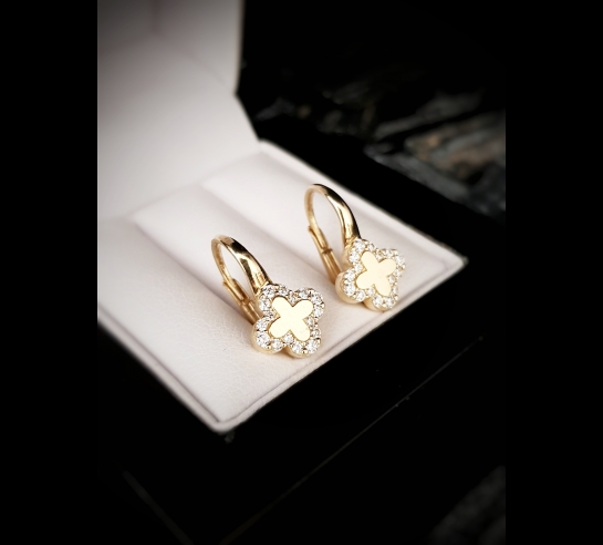 Detské zlaté náušnice štvorlístkové