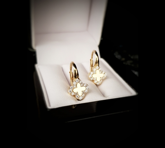 Detské zlaté náušnice štvorlístkové