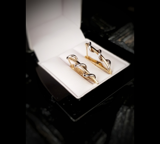 Zlaté náušnice špirálky v dvojkombinácii