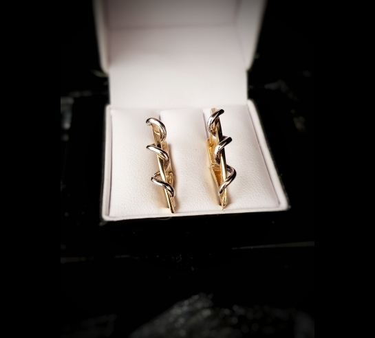 Zlaté náušnice špirálky v dvojkombinácii