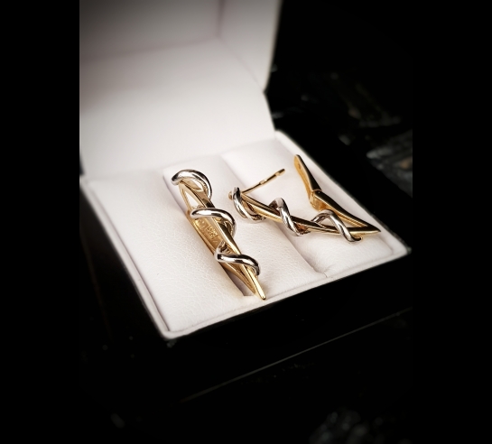 Zlaté náušnice špirálky v dvojkombinácii