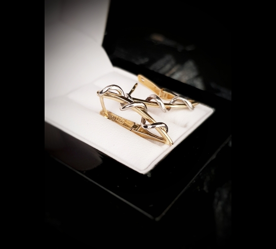 Zlaté náušnice špirálky v dvojkombinácii