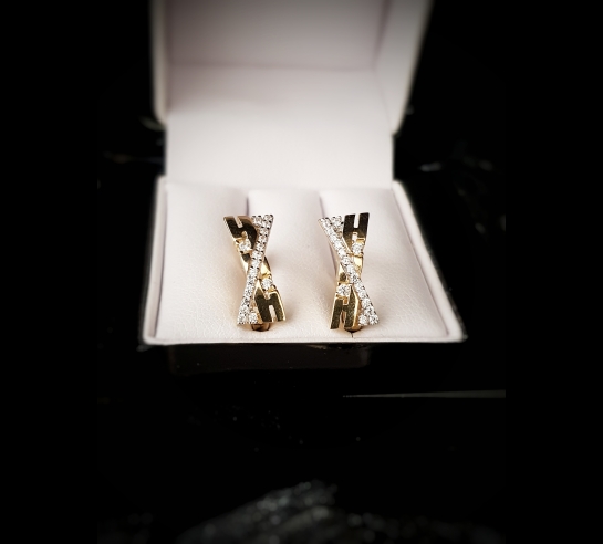 Zlaté náušnice xkové so zirkónom