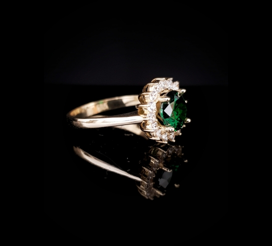 Zlatý prsteň Verde s farebným zirkónom