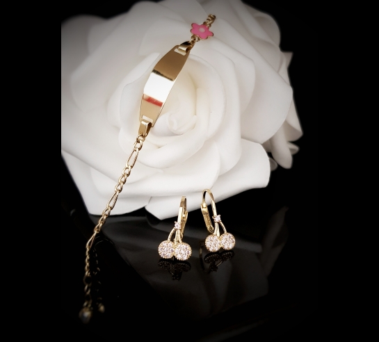 Detské zlaté náušnice čerešničky s...