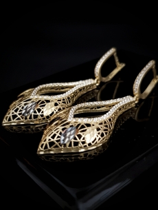 Zlaté náušnice s čipkou 2