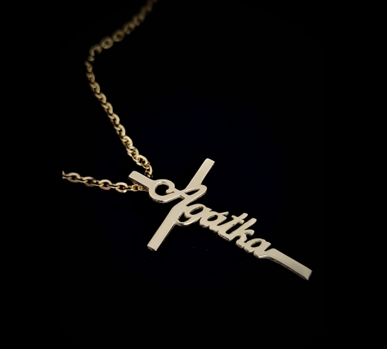 Zlatý prívesok krížik s menom