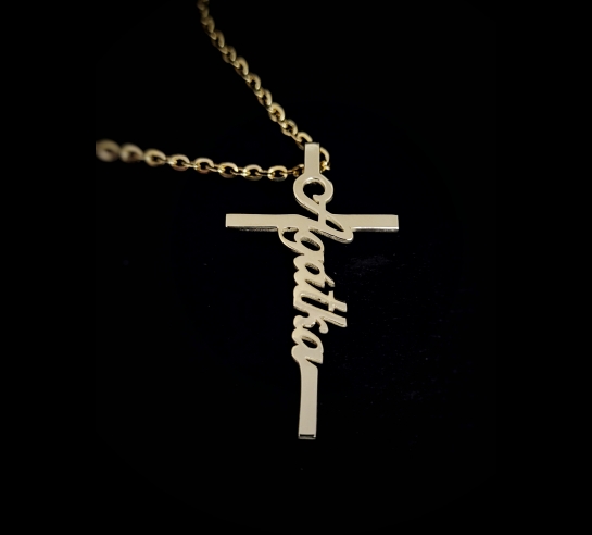 Zlatý prívesok krížik s menom