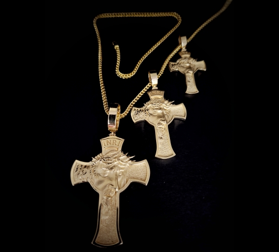 Zlatý prívesok Kríž s Ježišovou tvárou I