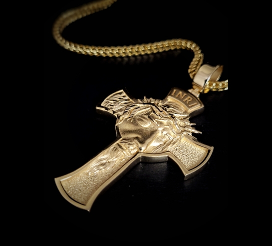 Zlatý prívesok Kríž s Ježišovou tvárou I