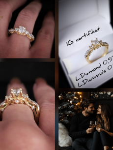 Zlatý L. briliantový prsteň