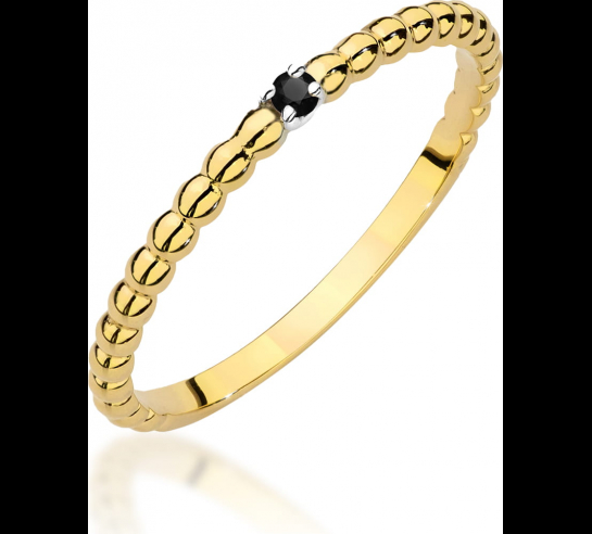 Zlatý prsteň s čiernym briliantom Dorria