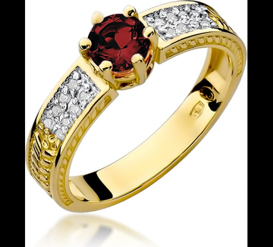 Zlatý briliantový prsteň s Rubínom Hanni