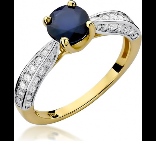 Zlatý briliantový prsteň so Zafírom...