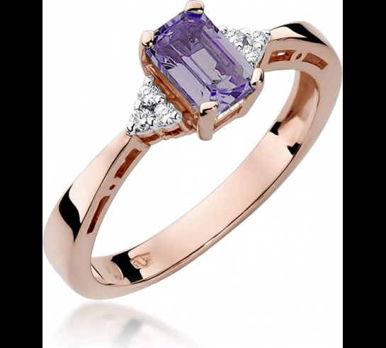 Zlatý briliantový prsteň s Ametystom...