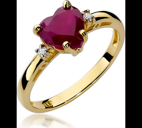 Zlatý briliantový prsteň s rubínom Heart