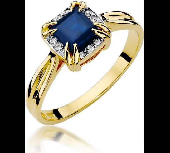 Zlatý briliantový prsteň so Zafírom Ilio