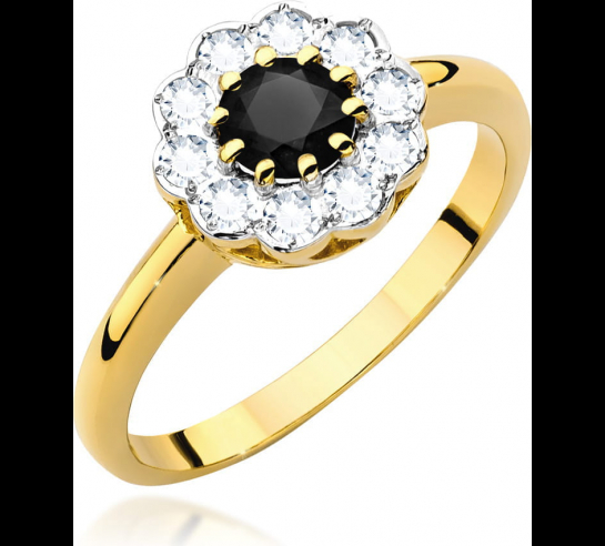 Zlatý briliantový prsteň s čiernym...