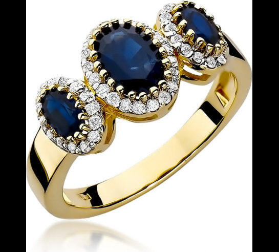 Zlatý briliantový prsteň so Zafírom...