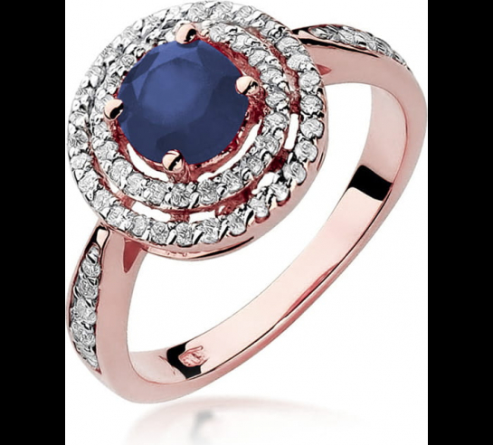 Zlatý briliantový prsteň so Zafírom...